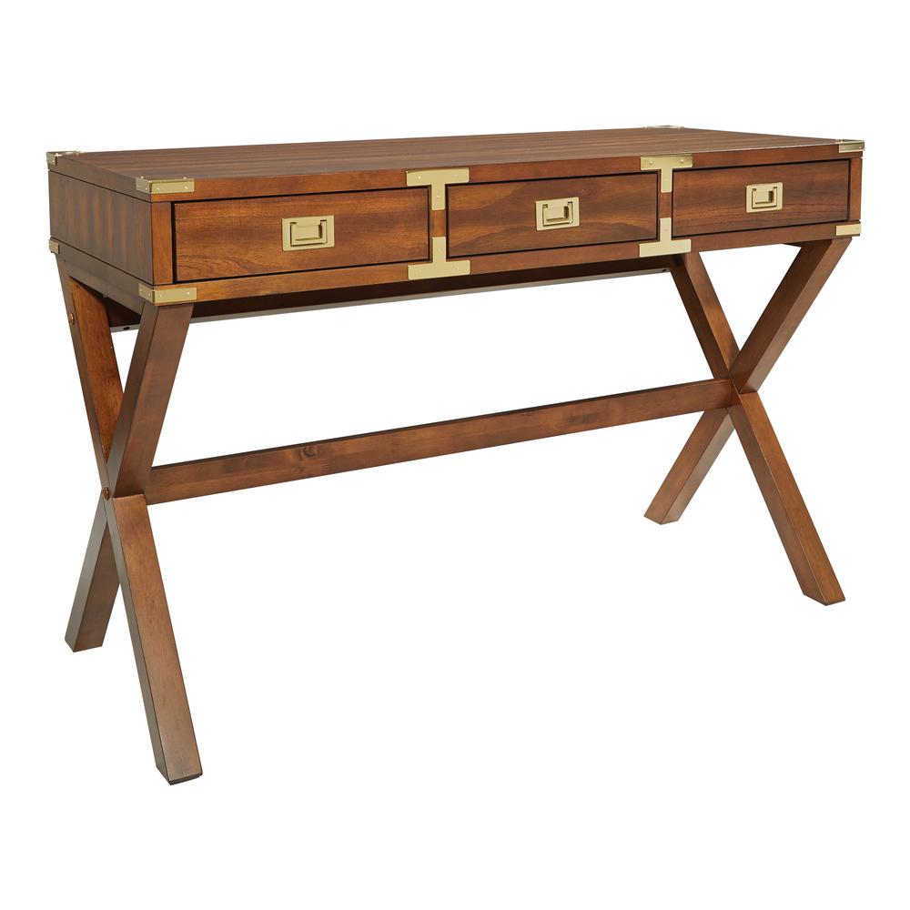 Wellington 46″ Desk with Power in Toasted Wheat Finish