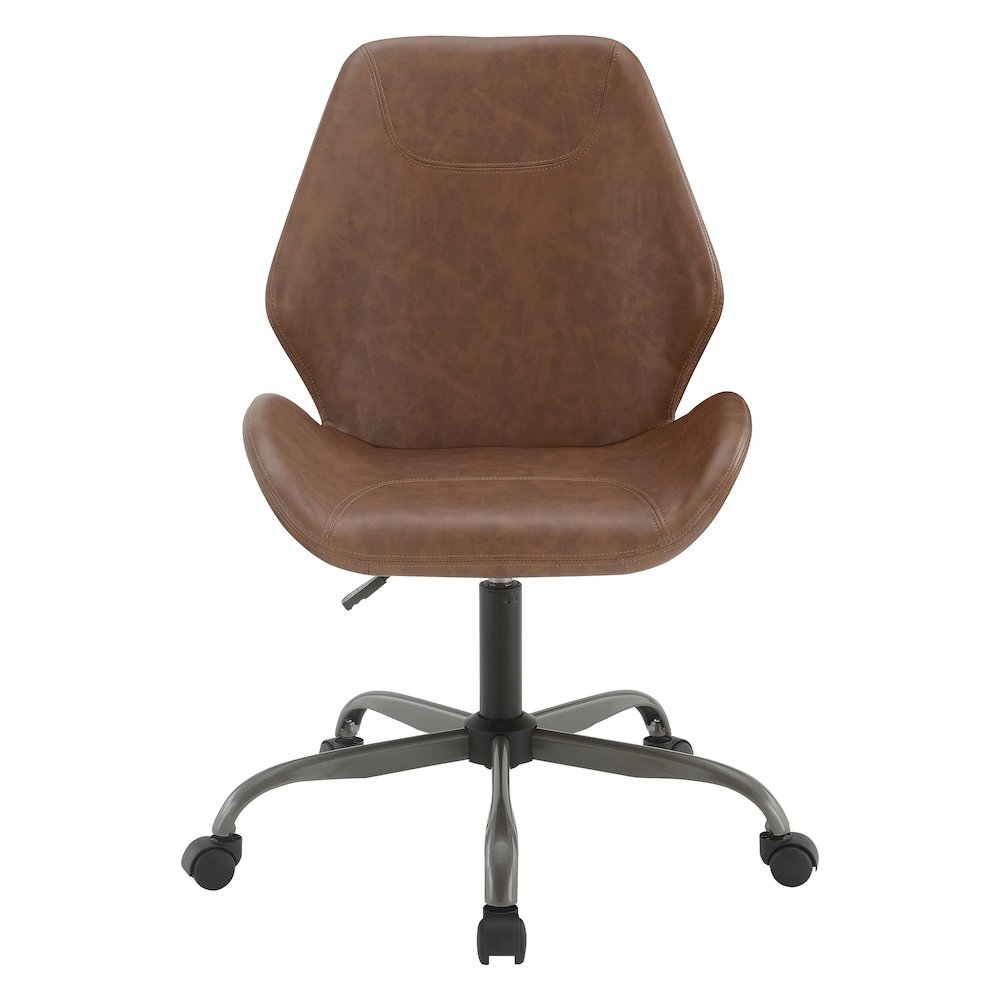 Topanga Office Chair in Saddle Faux Leather and Titanium Finish Base