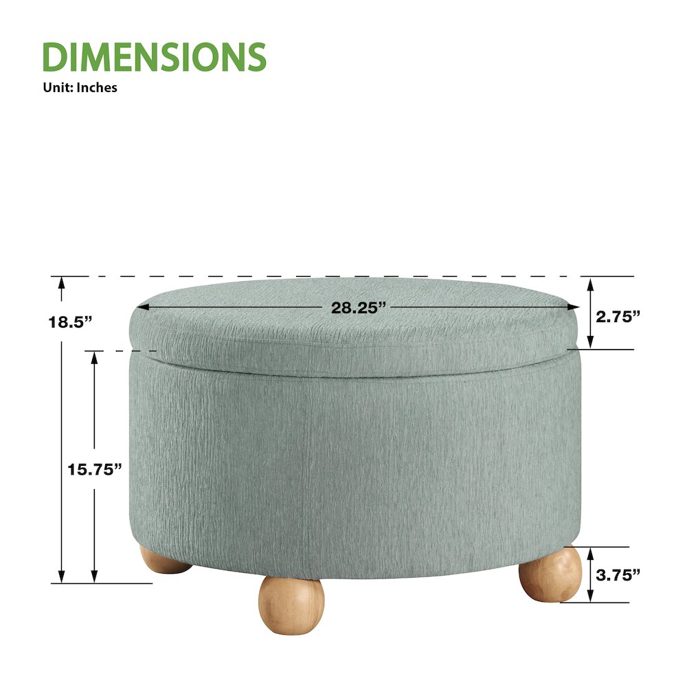 Baynes Storage Ottoman in Mist Fabric