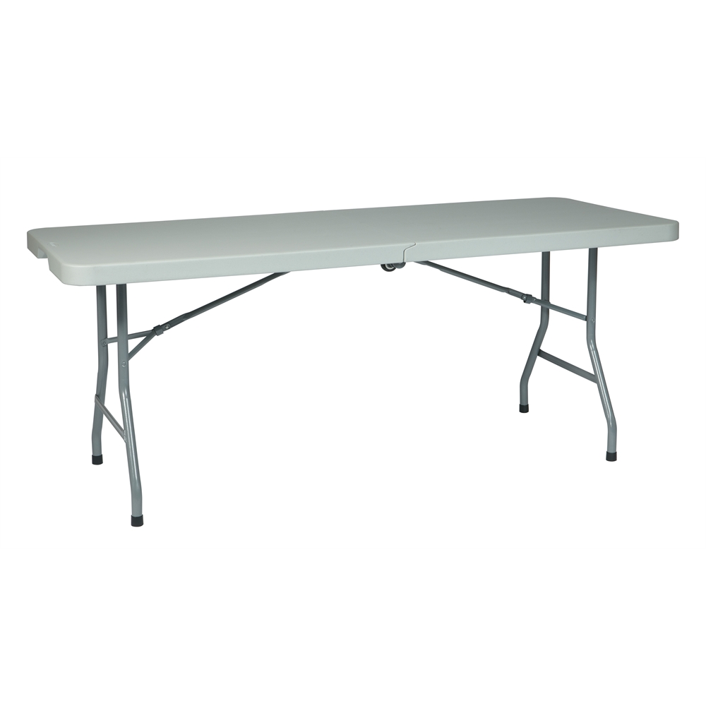 6′ Resin Multi Purpose Center Fold Table with Wheels