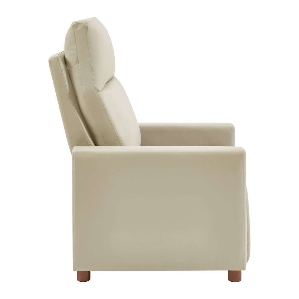 Vincent Pushback Recliner in Faux Leather Taupe Fabric