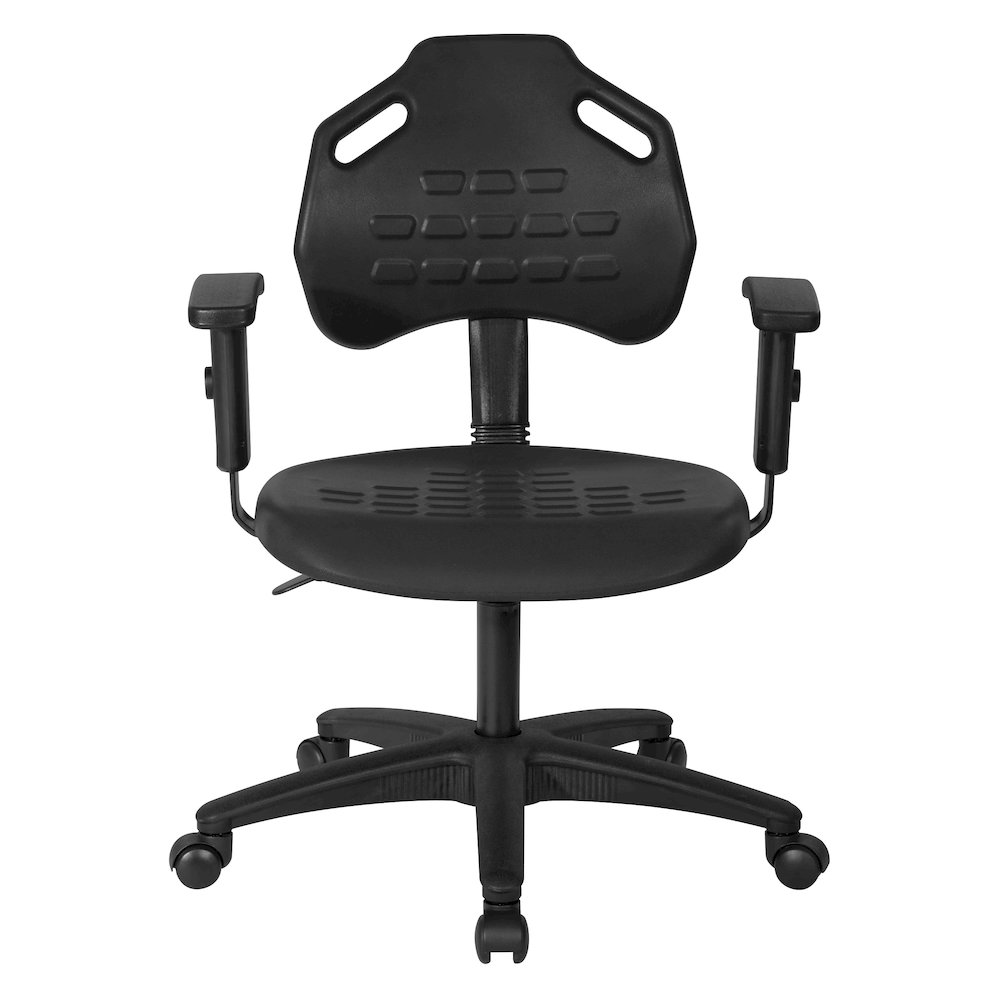 Black Self-Skinned Urethane Task Chair With Arms