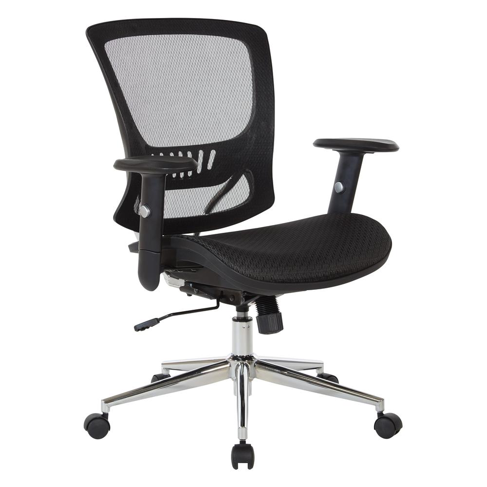 Mesh Screen Seat and Back Manager’s Chair with Height Adjustable Arms and Chrome Base