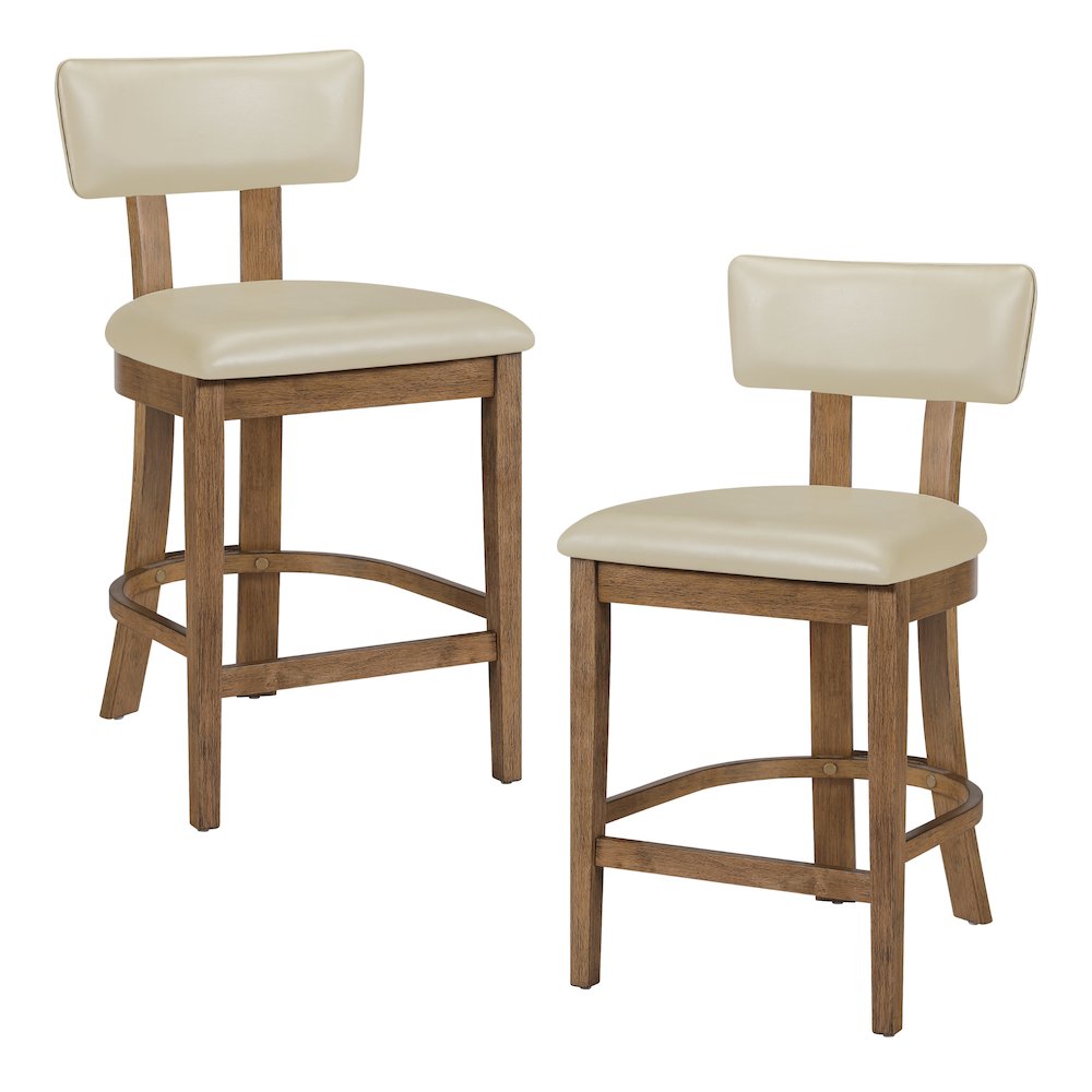 Hanson 26″ Counter Stool with Taupe Faux Leather and Medium Oak Wood