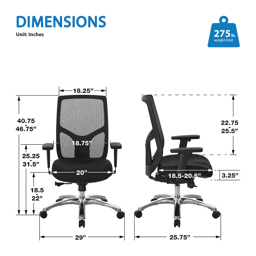 ProGrid Mesh High-Back Chair with 2-Way Adjustable PU-Padded Arms