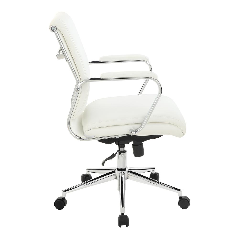 Mid Back Manager’s Chair with Dillon Snow Antimicrobial Fabric and Chrome Base