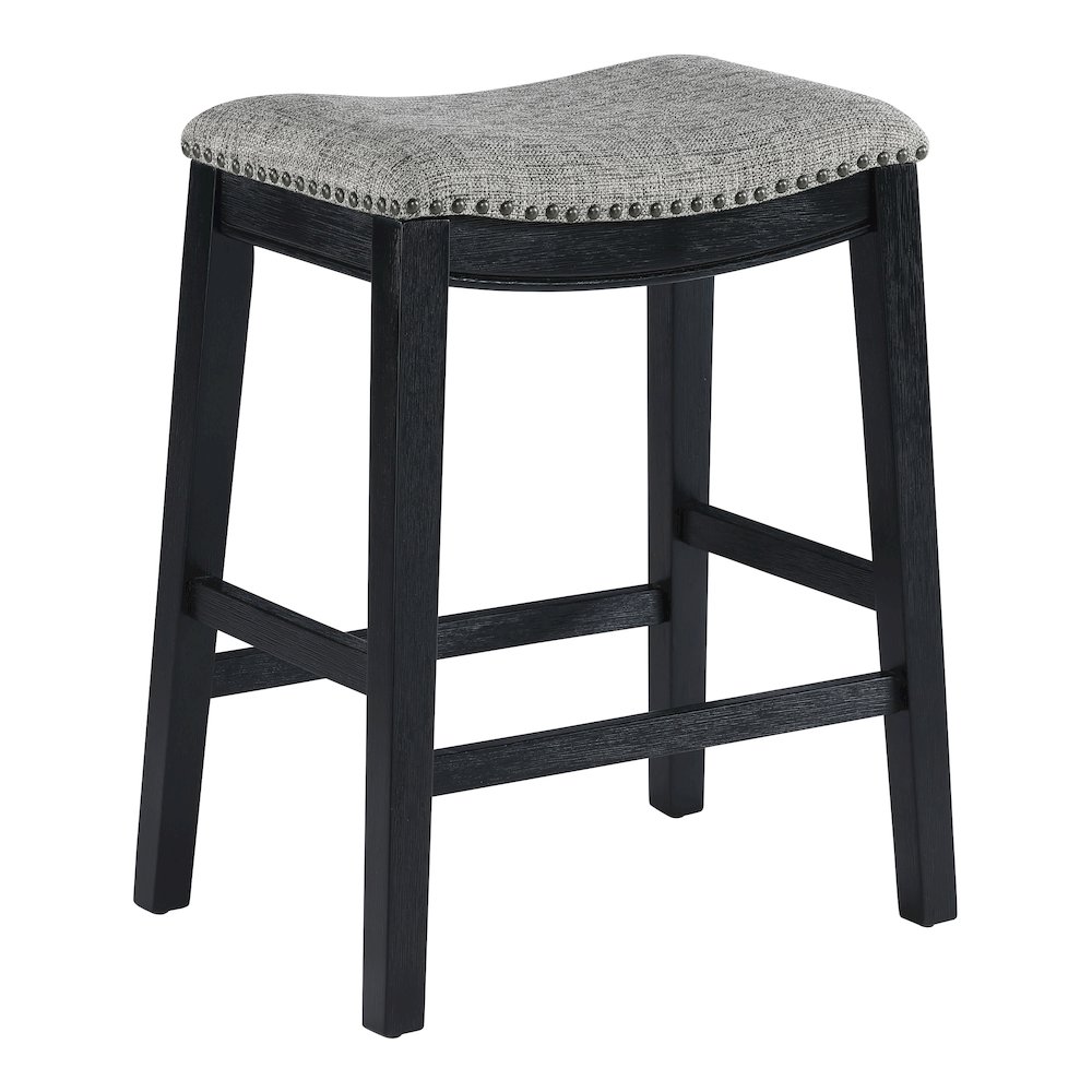 Saddle Stool 24″ in Graphite Fabric With Black Wood Finish 2-Pack