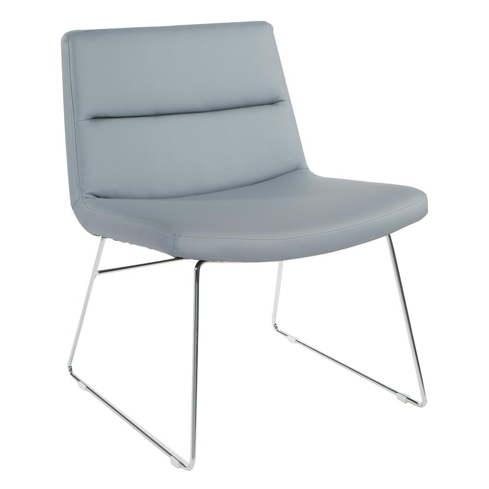 Thompson Chair in Charcoal Grey Faux Leather with Chrome Sled Base
