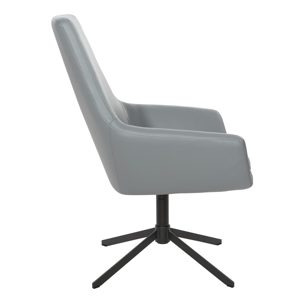 Modern Scoop Design Chair in Charcoal Grey Faux Leather with Black Base