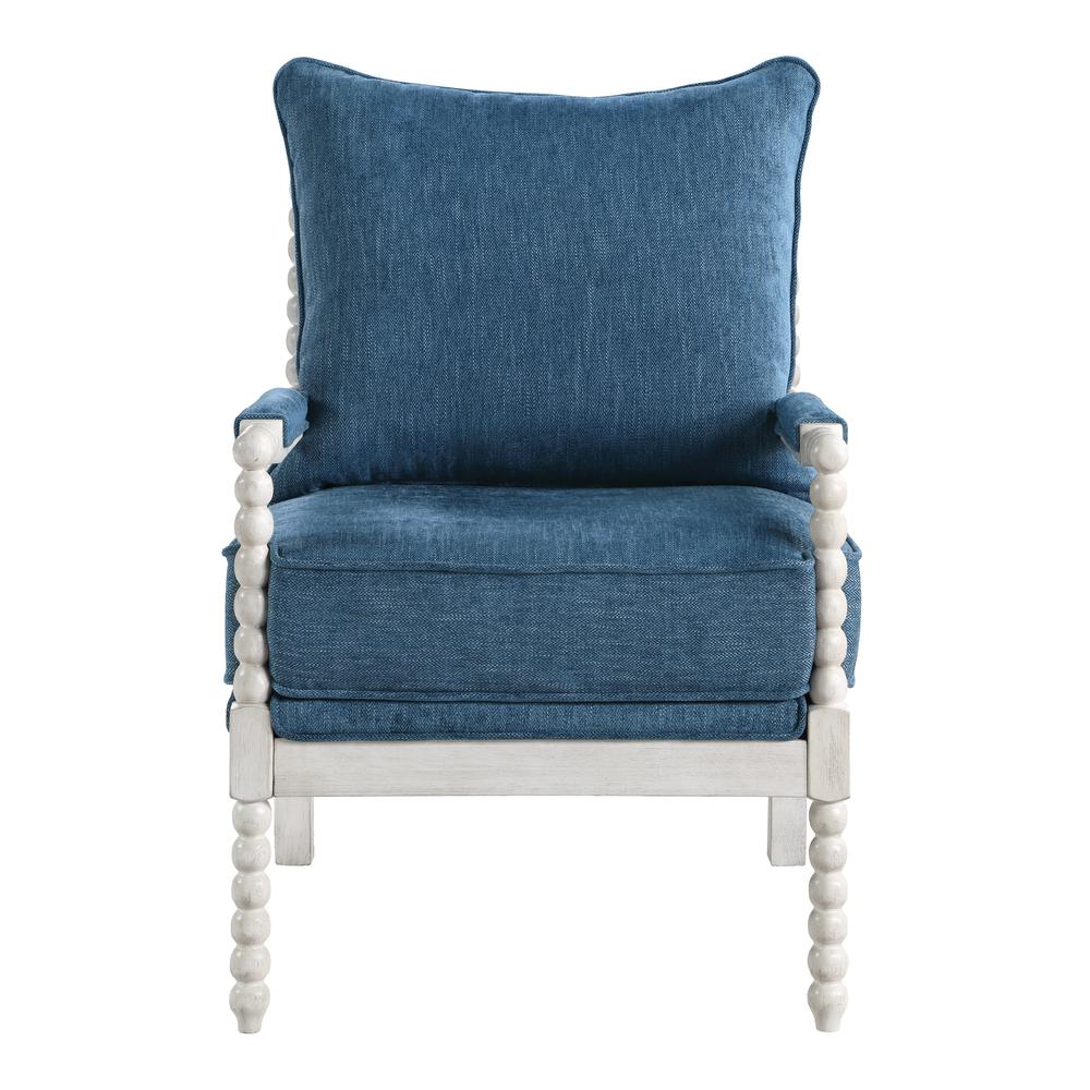 Kaylee Spindle Chair in Navy Fabric with White Frame