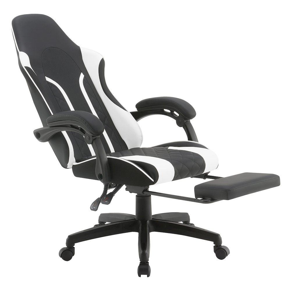 Expanse Gaming Chair  With Footrest in White Fabric