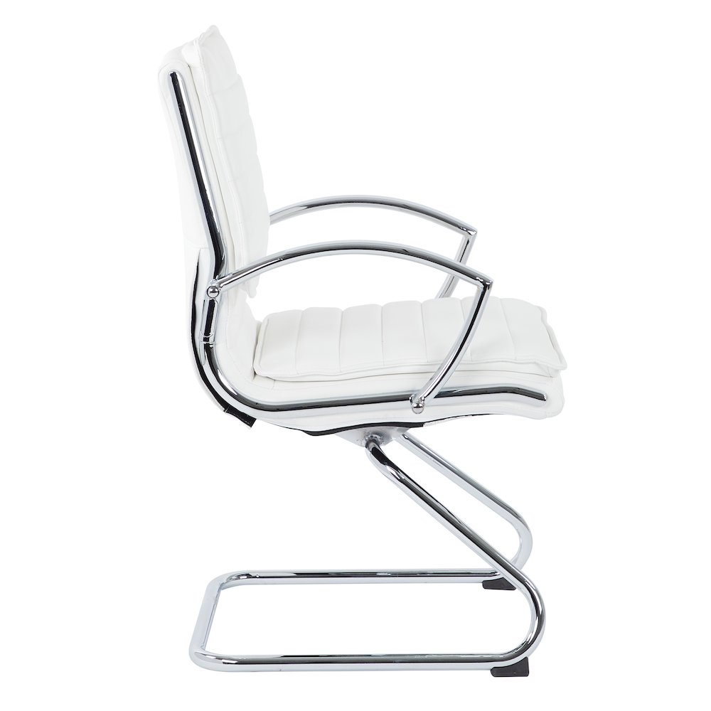 Guest Faux Leather Chair with Chrome Base and Includes Removable Arm Sleeves