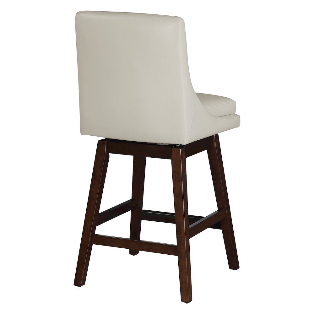 Allingham 27″ Swivel Counter Stool with Dark Walnut Legs in Cream Faux Leather