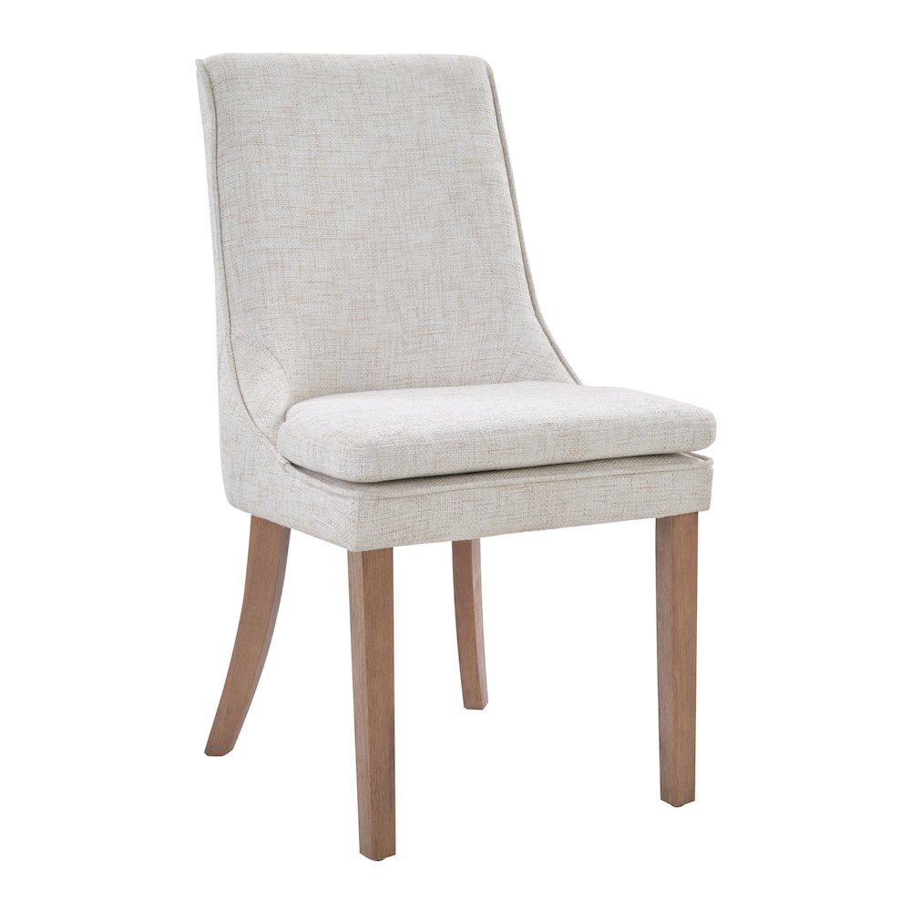 Genna Dining Chair in Linen Fabric with Oak Finished legs.