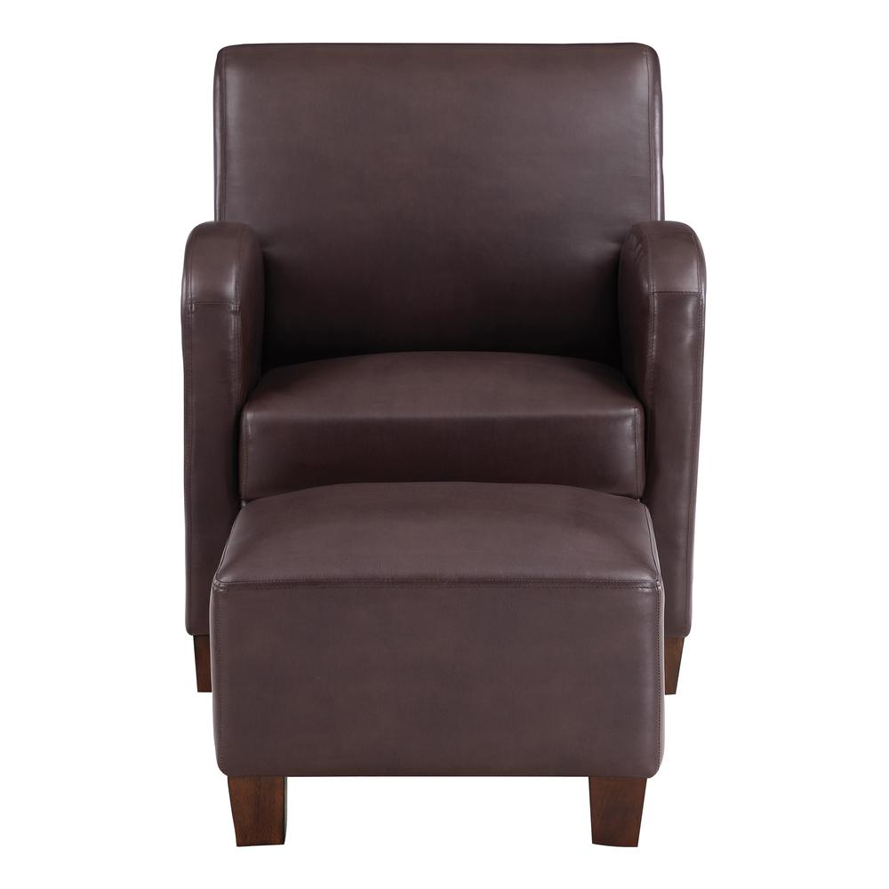 Aiden Chair & Ottoman Cocoa Faux Leather with Medium Espresso Legs