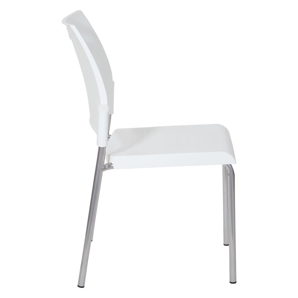 Straight Leg Stacking Chair With White Plastic Seat & Back