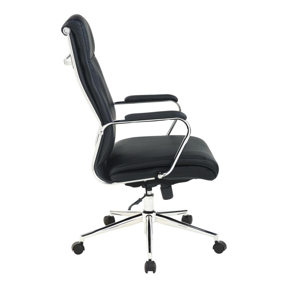 High Back Manager’s Chair with Dillon Black Antimicrobial Fabric and Chrome Base