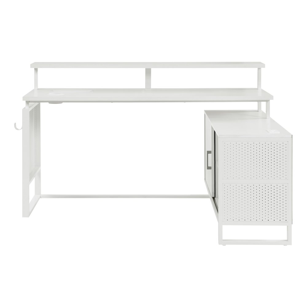 Ace 60″x 50″ L-Shape Desk in White Top and White Frame