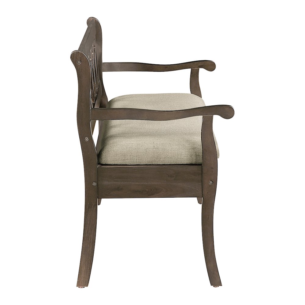 Coventry Storage Bench in Dark Walnut Finish Frame and Beige Seat Cushion K/D