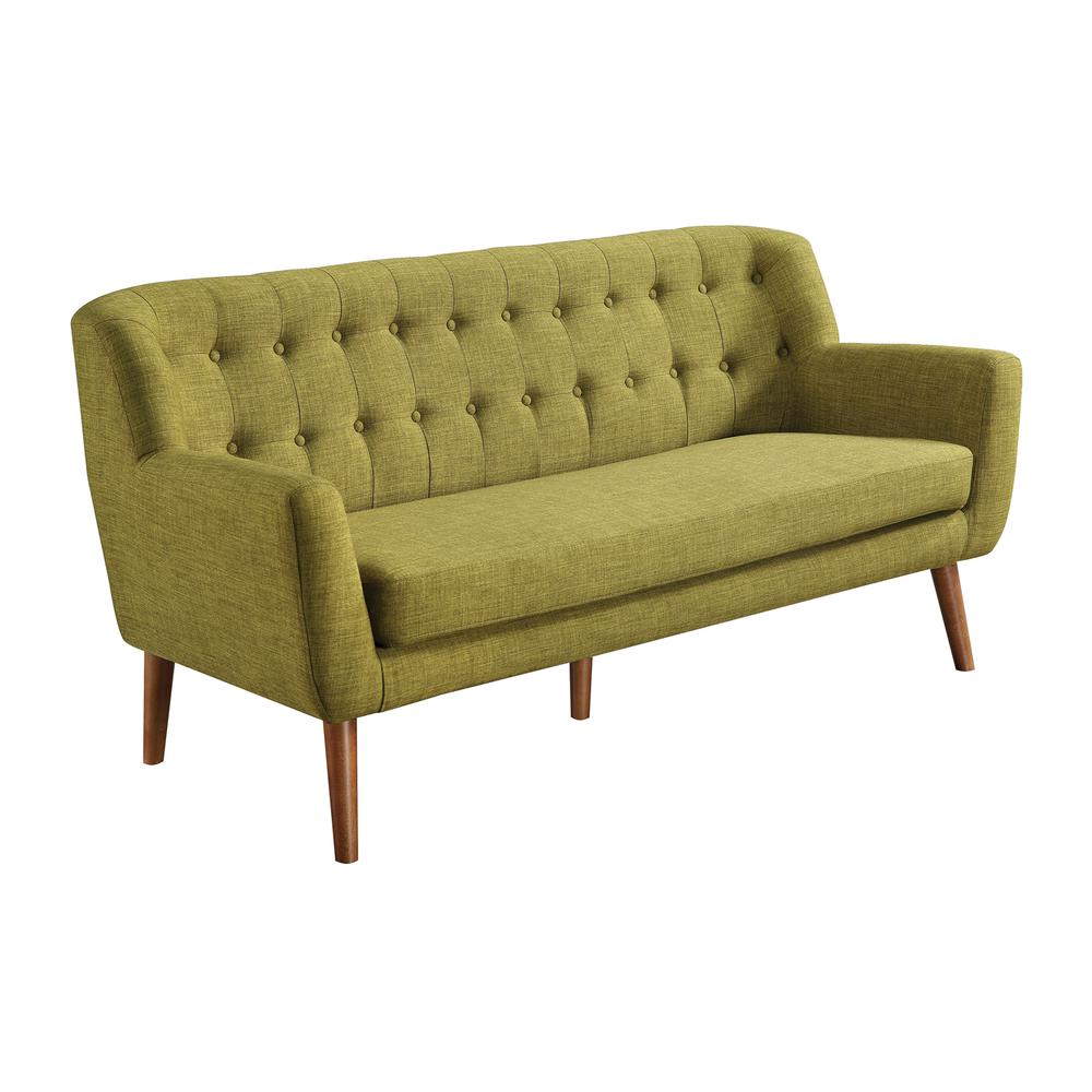 Mill Lane Mid-Century Modern 68” Tufted Sofa in Green Fabric