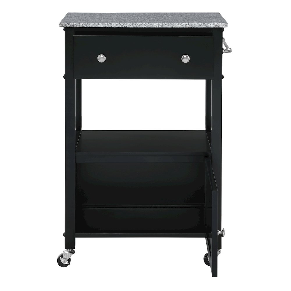 Fairfax Kitchen Cart with Granite Top and Black Base