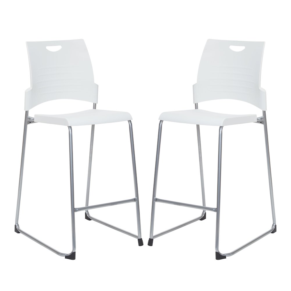 Tall Stacking and Ganging Chair with White Plastic Seat & Back