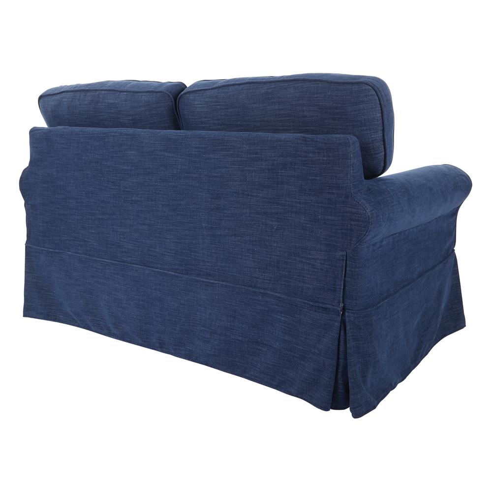 Loveseat with Navy Slip Cover