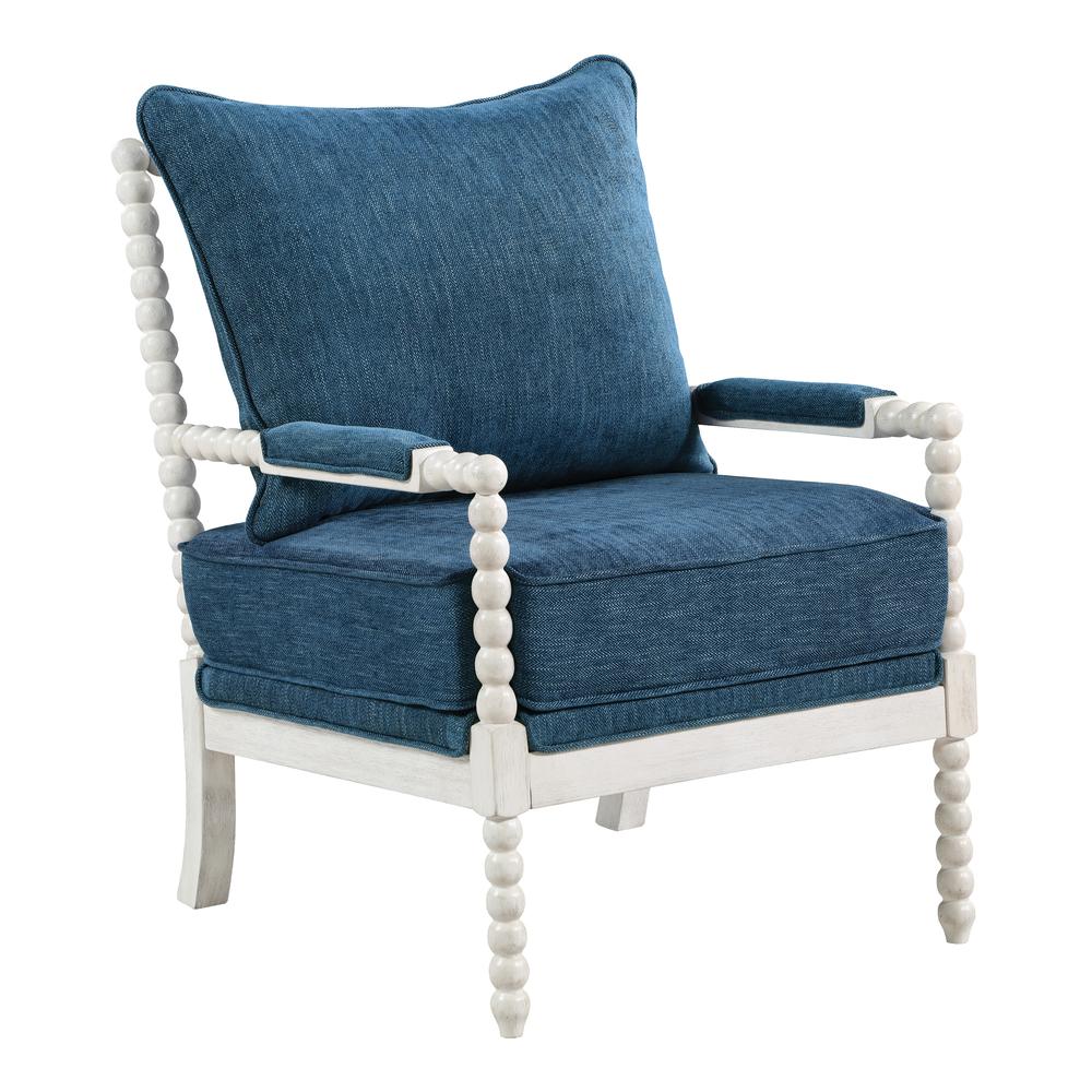 Kaylee Spindle Chair in Navy Fabric with White Frame