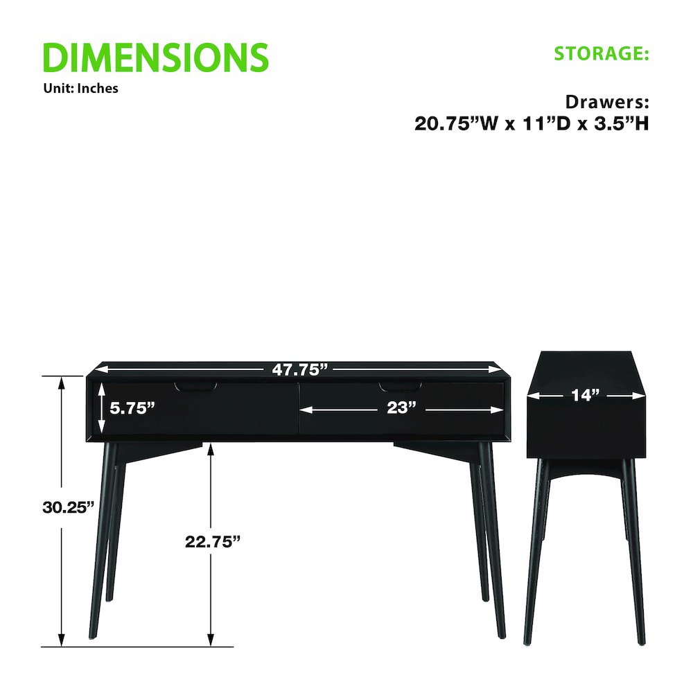 Copenhagen Console Table in Black Finish