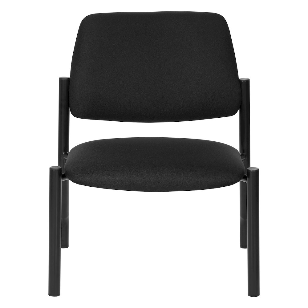 Big & Tall Armless Guest Chair in Icon Black Fabric with Black Metal Frame