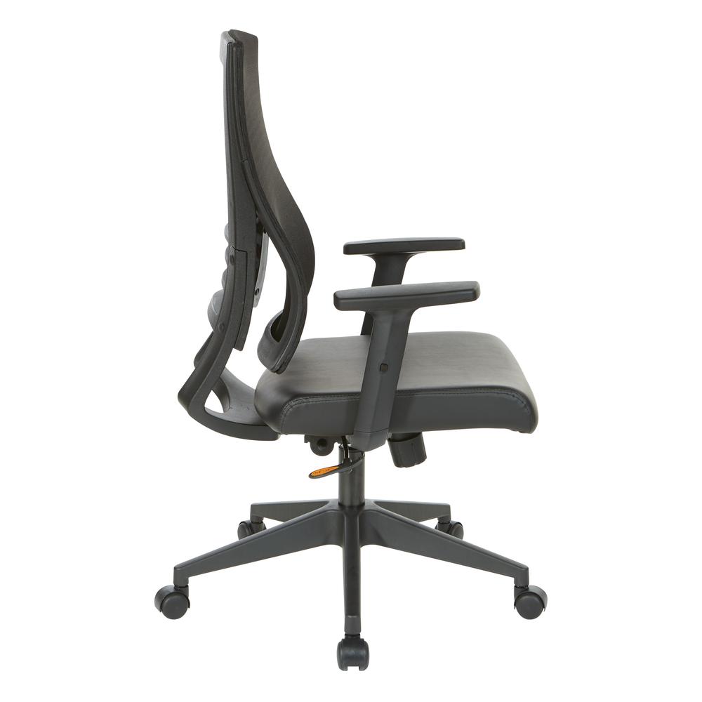 Vertical Mesh Back Chair in Black Frame with Black Faux Leather