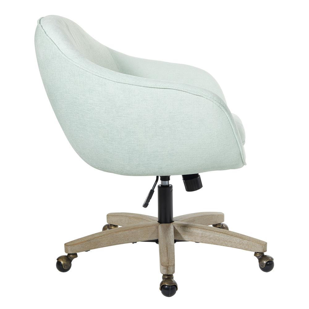 Nora Office Chair in Mint Fabric with Grey Brush Wood Base KD
