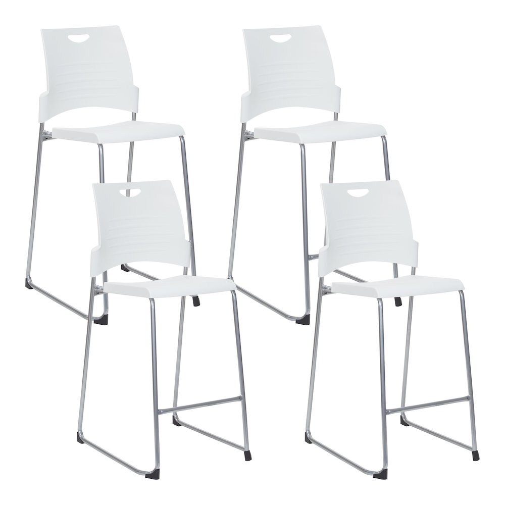Tall Stacking and Ganging Chair with White Plastic Seat & Back