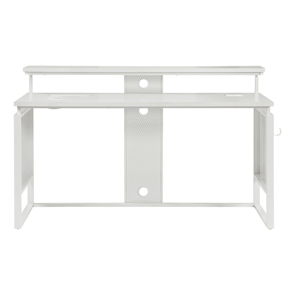 Ace 60″ Desk with Hutch in White Top and White Frame
