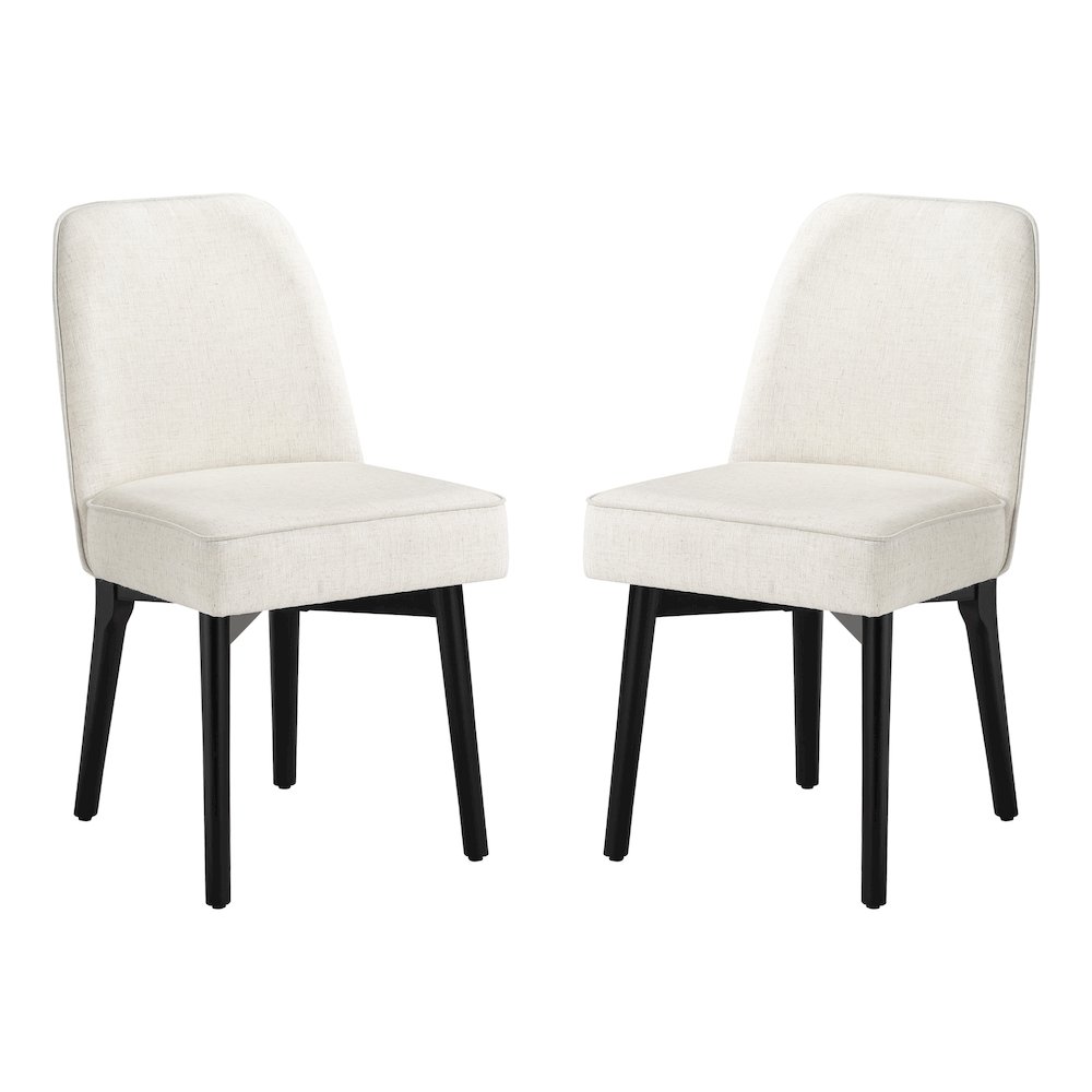Jada Dining Chair 2-Pack in Linen Fabric with Black Finish Wood