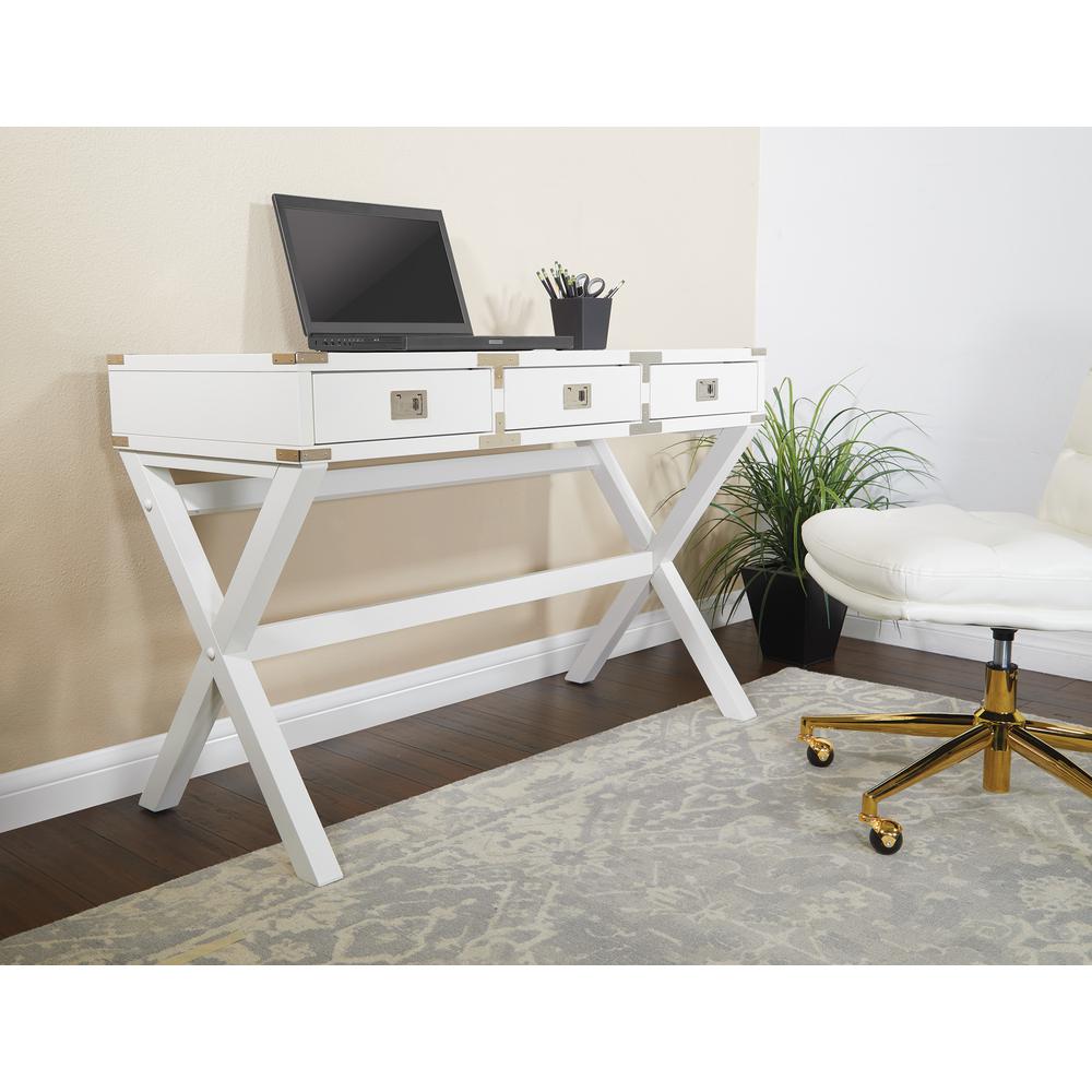Wellington 46″ Desk with Power in White Finish