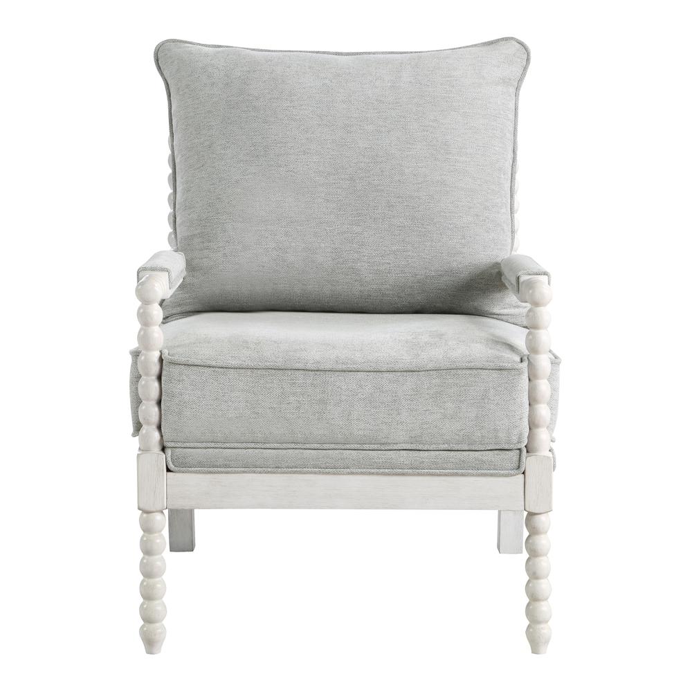 Kaylee Spindle Chair in Smoke Fabric with White Frame