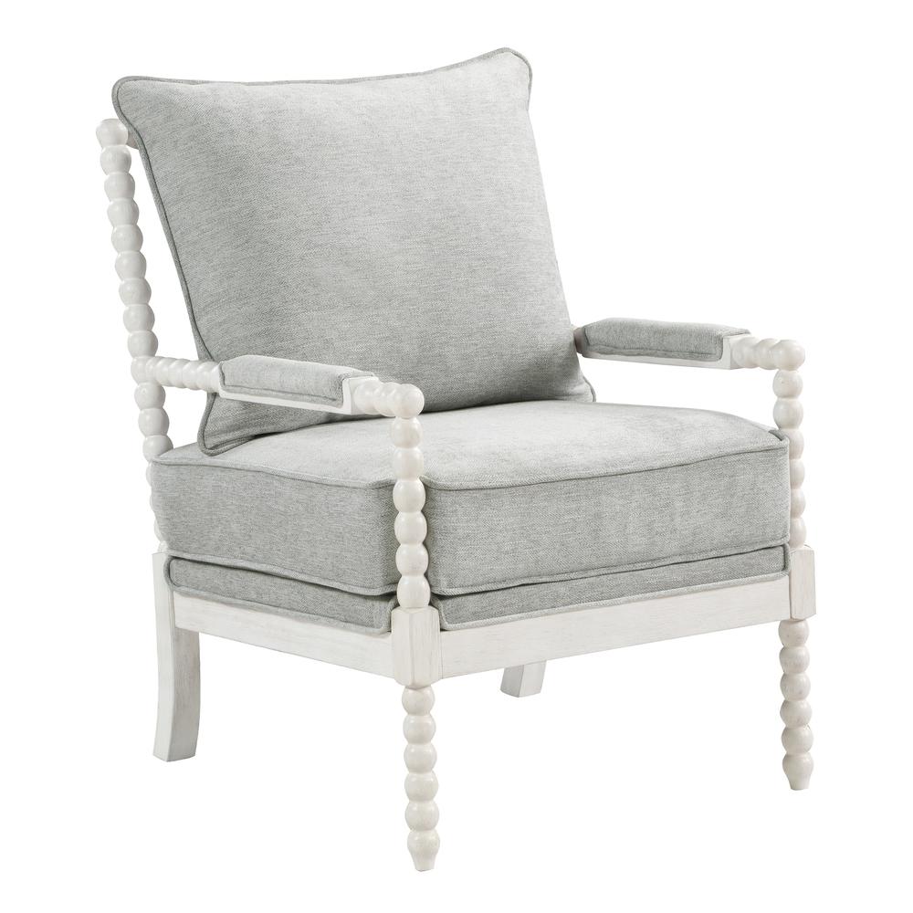 Kaylee Spindle Chair in Smoke Fabric with White Frame