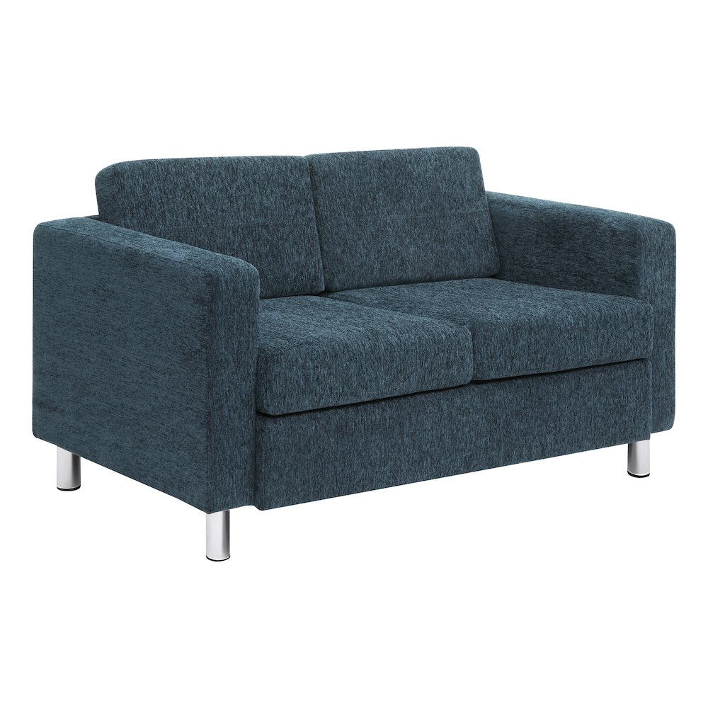 Pacific Loveseat in Navy Fabric with Chrome Legs