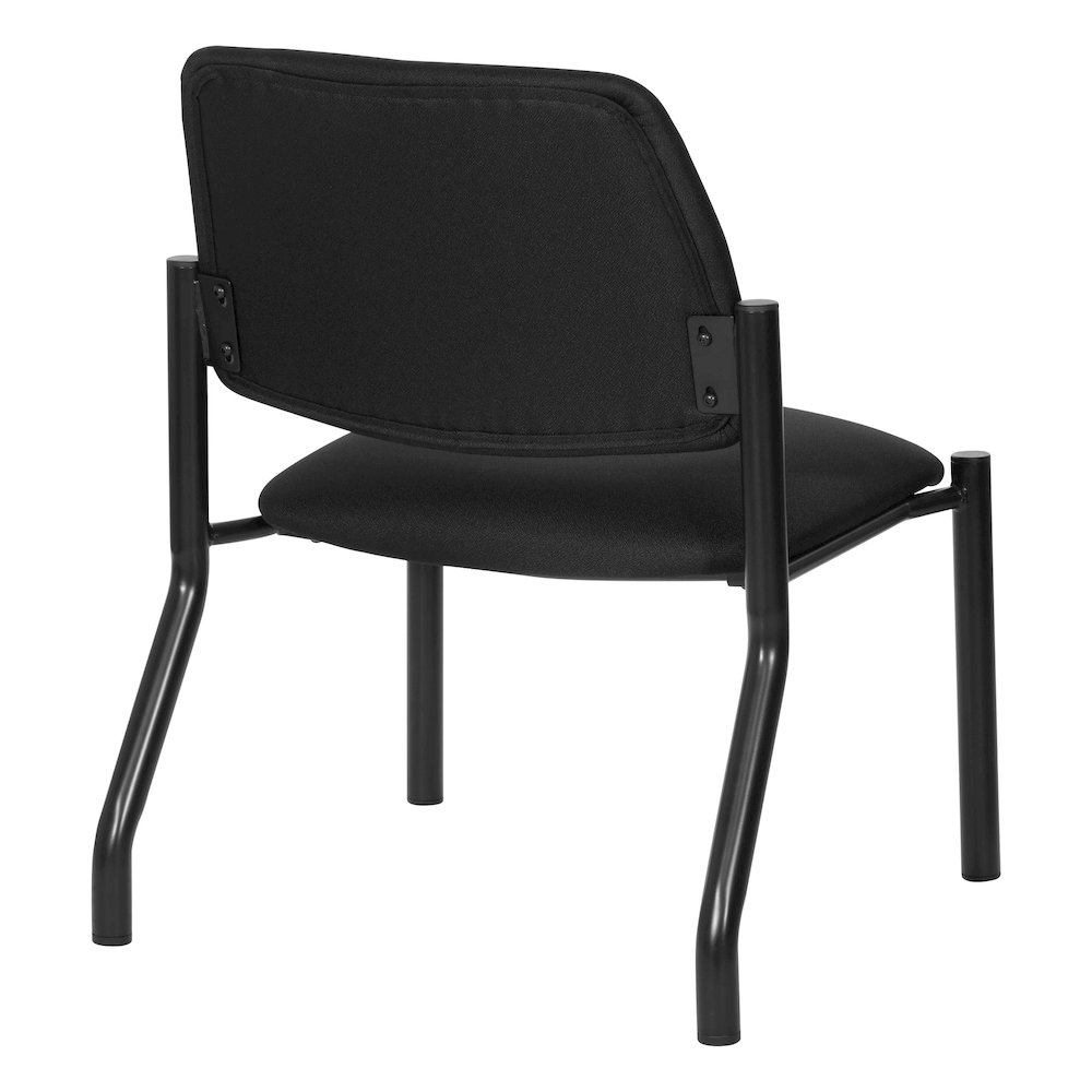 Big & Tall Armless Guest Chair in Icon Black Fabric with Black Metal Frame