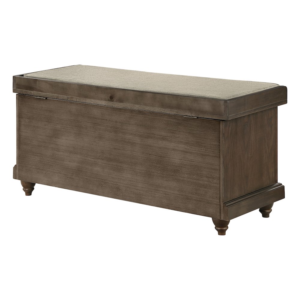 Dover Storage Bench in Dark Finish with Beige Cushion