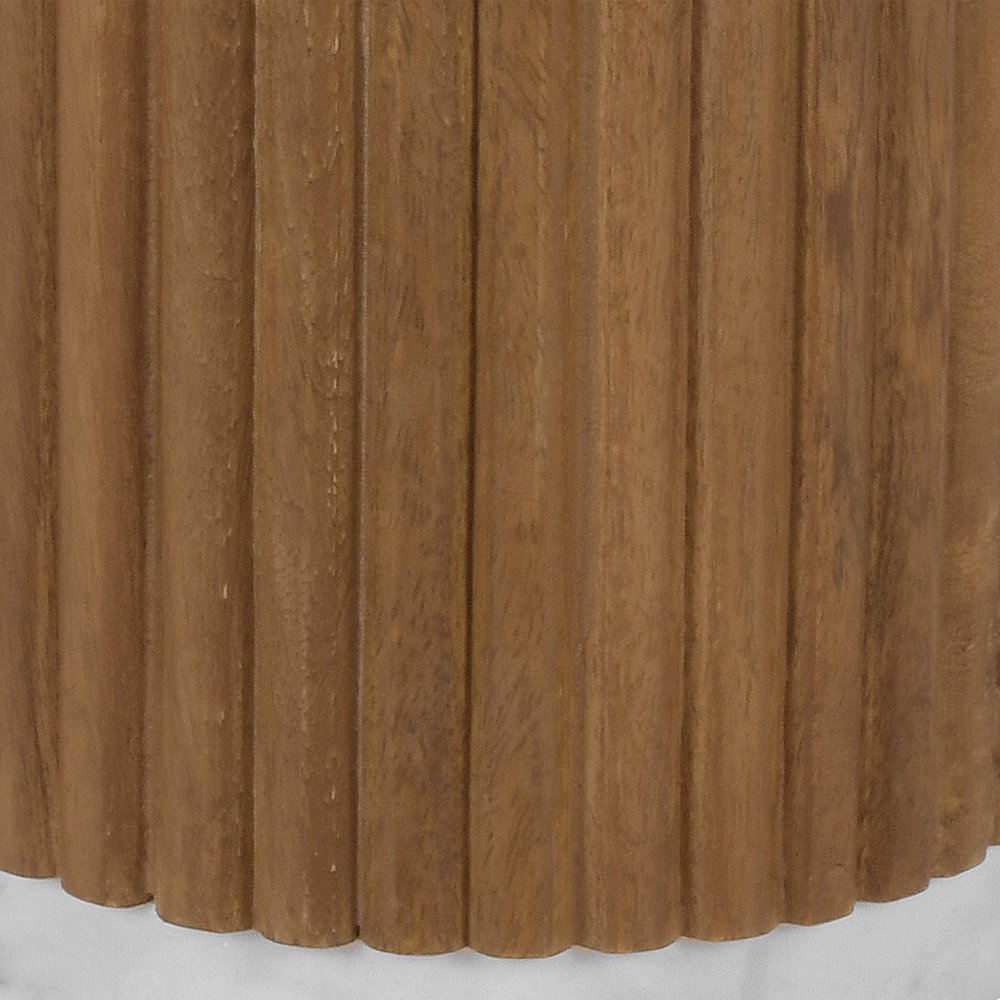 Round Solid Wood Pedestal Fluted Accent Table in Golden Honey Finish