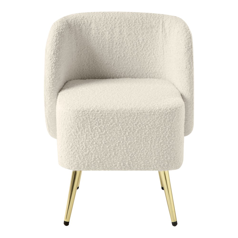 Abrina Vanity Chair in Textured Cream Fabric with Gold Legs