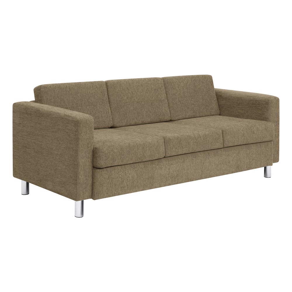Pacific Sofa in Taupe Fabric with Chrome Legs