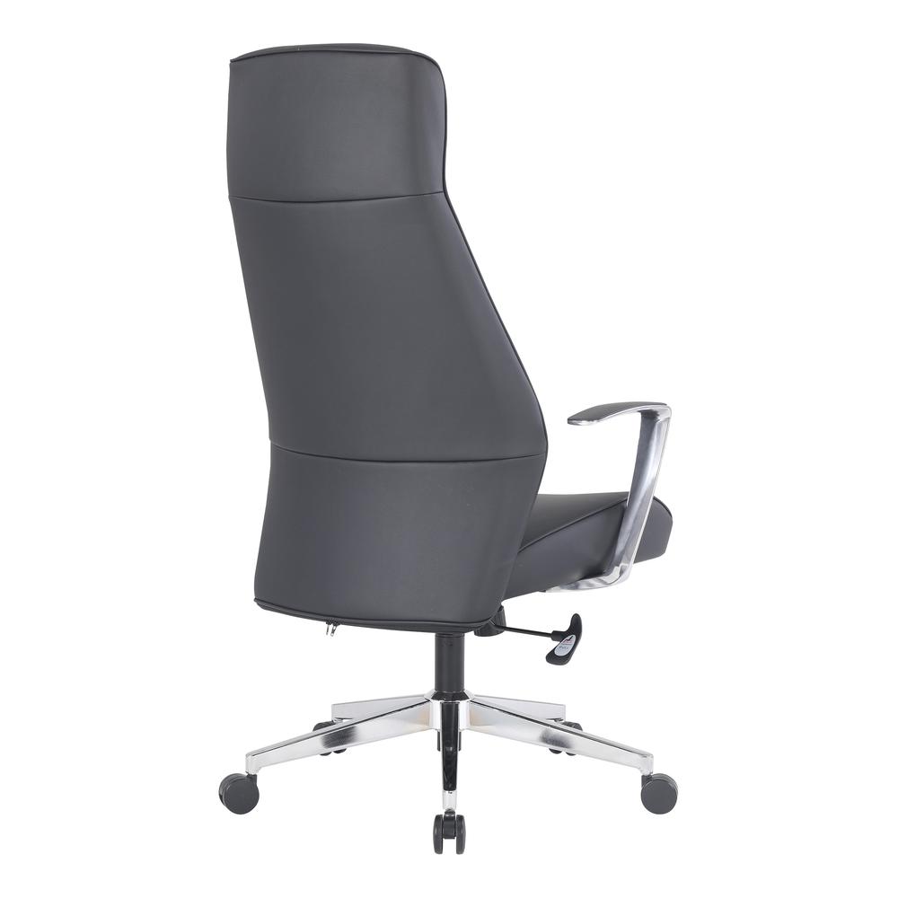 High Back Antimicrobial Fabric Chair with Fixed Padded Aluminum Arms & Chrome Base in Dillon Black