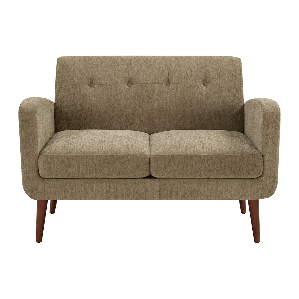 Lake Meadows Loveseat in Taupe Fabric with Espresso Legs