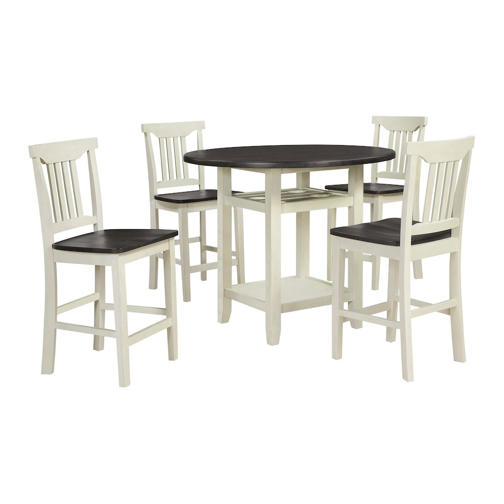 Berkley 5pc Set- Table Chairs in Distressed White Wash and Dark Walnut Finish