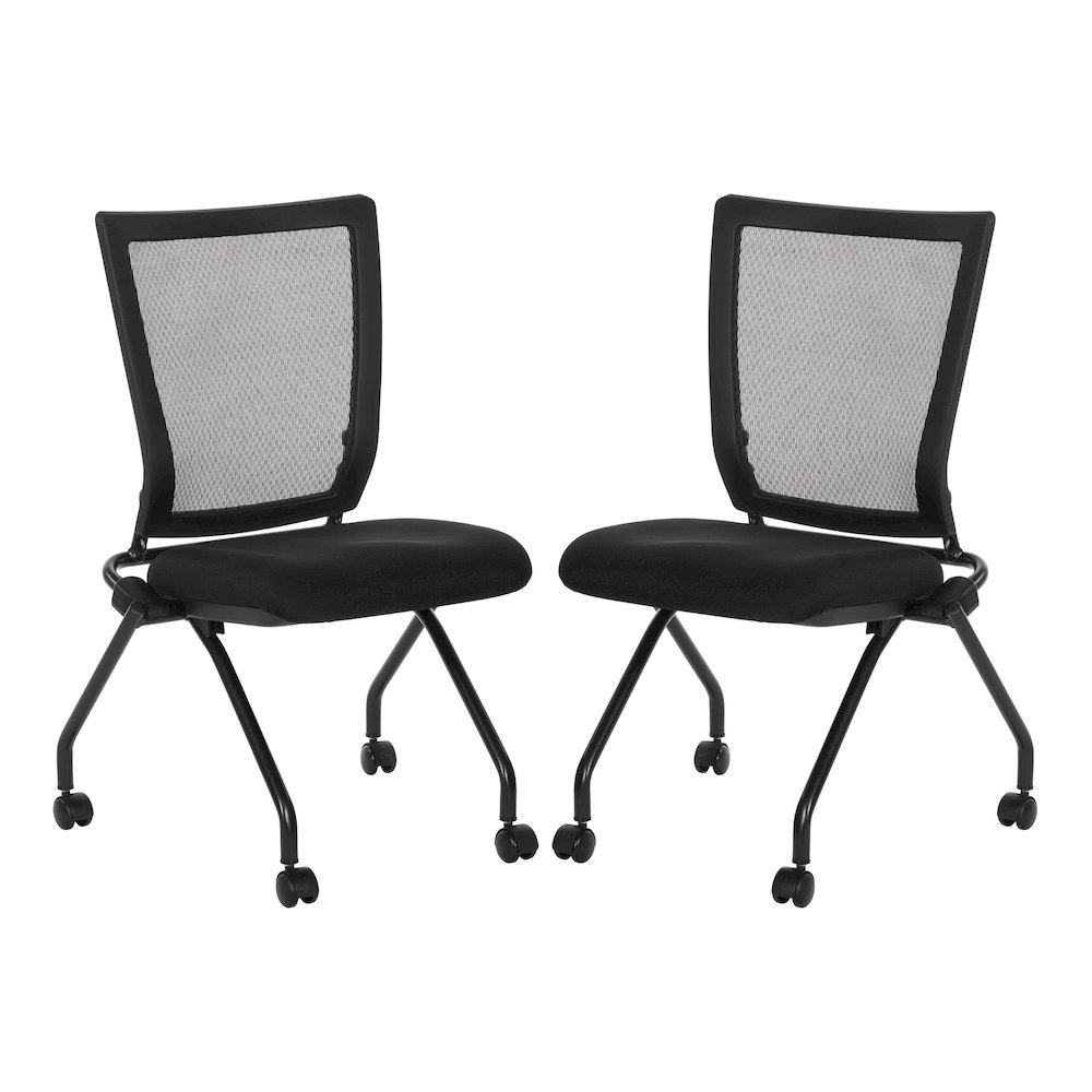 PU Padded Back Soft-Flex Frame Progrid Mesh Back Armless Folding Chair