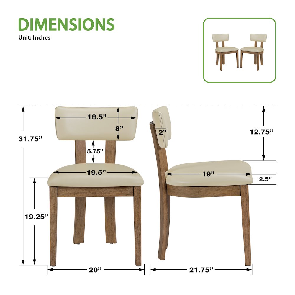 Hanson Dining Chair with Taupe Faux Leather and Medium Oak Wood