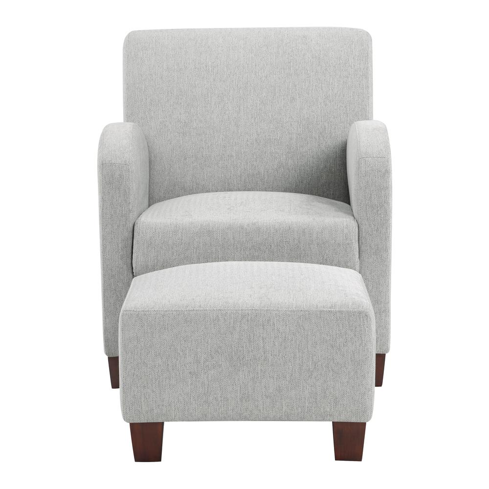 Aiden Chair & Ottoman Herringbone Smoke with Medium Espresso Legs
